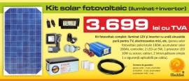 Kit (sistem) solar fotovoltaic ITechSol&reg; 190W (i) pentru iluminat 12V si invertor
