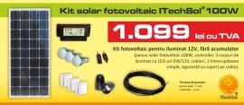 Kit (sistem) solar fotovoltaic ITechSol&reg; 100W pentru iluminat 12V (fara acumulator)