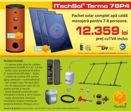 Pachet solar (kit) complet apa calda menajera pentru 7-8 persoane, 400 litri (ITechSol&reg; Termo 78P4)
