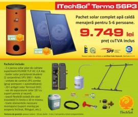 Pachet solar (kit) complet apa calda menajera pentru 5-6 persoane, 300 litri (ITechSol&reg; Termo 56P3)