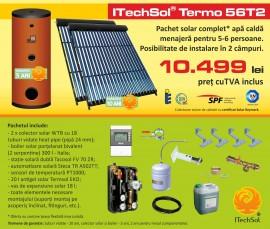 Pachet solar (kit) complet apa calda menajera pentru 5-6 persoane (ITechSol&reg; Termo 56T2)