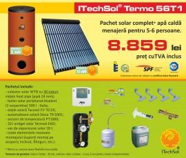 Pachet solar (kit) complet apa calda menajera pentru 5-6 persoane (ITechSol&reg; Termo 56T1)