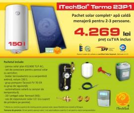 Pachet solar (kit) complet apa calda menajera pentru 2-3 persoane, 150 litri (ITechSol&reg; Termo 23P1)