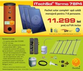 Pachet solar (kit) complet apa calda menajera pentru 7-8 persoane (ITechSol&reg; Termo 78P4)