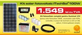 Kit solar fotovoltaic ITechSol&reg; 100W pentru iluminat 12V