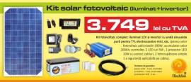 Kit (sistem) solar fotovoltaic ITechSol&reg; 190W (i) pentru iluminat 12V si invertor