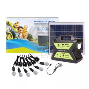 Kit fotovoltaic complet cu LED-uri pentru cabane 30W/6LED/17Ah + incarcator telefoane mobile + radio