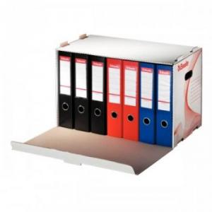 Container pt. arhivare Esselte din carton alb - capacitate 6 bibliorafturi (75mm)