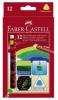 Creioane ulei pastel triunghiulare 12 culori faber-castell