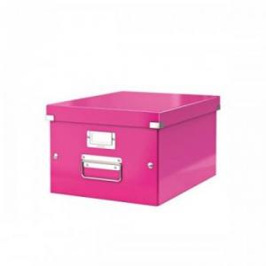 Cutie de depozitare din carton Leitz Click & Store medie - 369x281x200 mm - roz