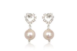 Cercei din argint cu perle si cristale albe