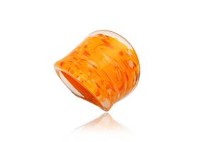 Inel din sticla de Murano orange cu picatele