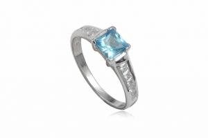 Inel de logodna cu zirconia bleu