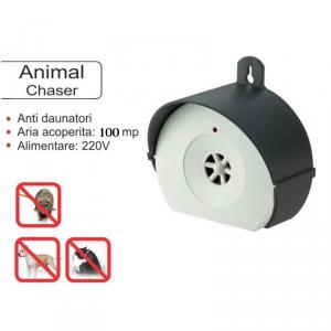 Animal Chaser - aparat cu ultrasunete pentru uz exterior anti caini, anti pisici, anti soareci, anti rozatoare pe o suprafata de 200 mp