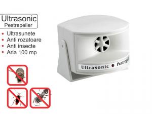 Ultrasonic PestRepeller - aparat ultrasunete anti soareci, anti sobolani si anti gandaci pe o suprafata de 100 mp