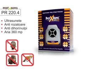 Aparat cu ultrasunete anti rozatoare, lilieci, vulpi, soareci, sobolani, veverite PR 220.4 Electronic Pest Repeller - 360 mp