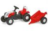 Tractor cu pedale si remorca Rolly Toys 012510 Alb Rosu