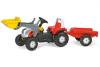 Tractor cu pedale si remorca Rolly Toys 023936 Alb Rosu