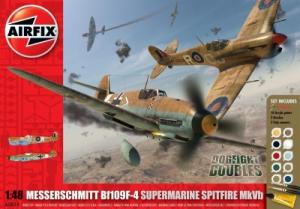Kit constructie si pictura Set 2 avioane Messerschmitt Bf109F-4 si Supermarine Spitfire MkVb Dogfight Doubles