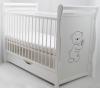 Patut din lemn Jas Ursulet 120x60 cm cu sertar Alb - BabyNeeds