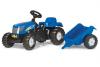 Tractor cu pedale si remorca copii rolly toys 013074 albastru
