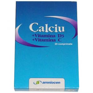 Amniocen Calciu + Vitamina C + Vitamina D3 20cps