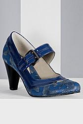 Pantofi retro cu imprimeu albastru scris
