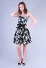 Rochie Black and White cu flori D90112