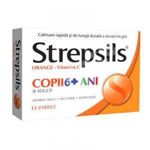 Strepsils Orange cu vitamina C x 12 comprimate