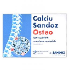 Calciu Sandoz Osteo 1000mg/880 U.I. cpr mast 30