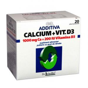 Additiva Calciu 1000mg + D3 20pl