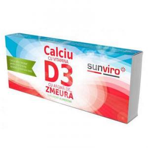 Sun Viro Calciu+Vitamina D3 Forte zmeura 20cpr