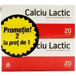 Biofarm Calciu lactic 500mg 20cpr 1+1 Gratis