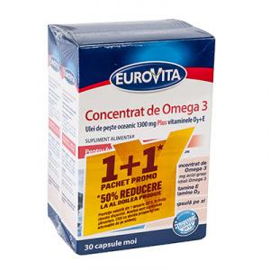 Eurovita Concentrat Omega3 1300mg+v.E 30cps 1+1