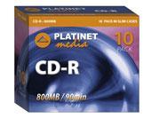 Platinet CD-R, 80 min, 52X, 10 pcs Slim Jewel Case