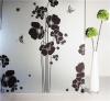 Folie geam electrostatica flori negre window decor