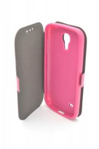 Husa flip Samsung Galaxy S4 Mini i9190 Book Case Roz ( folie inclusa )