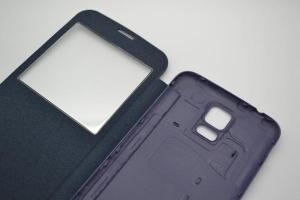 Husa flip si folie protectie display Samsung Galaxy S5 G900 Easy View Albastru