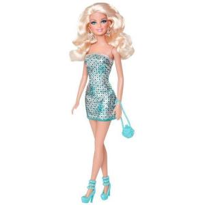 Papusa Barbie in rochita turcoaz cu paiete