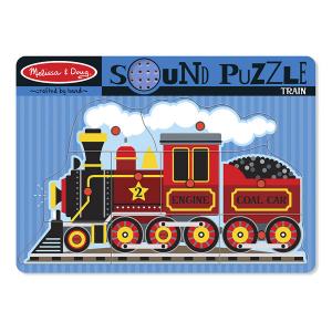 Melissa & Doug - Puzzle de lemn cu sunete Locomotiva cu aburi