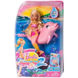 Papusa Barbie Sirena Mini cu delfin