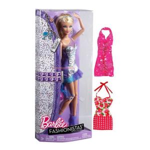 Papusa Barbie Fashionistas Barbie Mov + 2 rochii