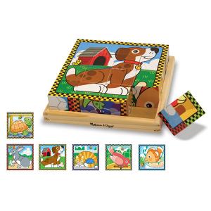 Puzzle lemn din cuburi Animalele de casa