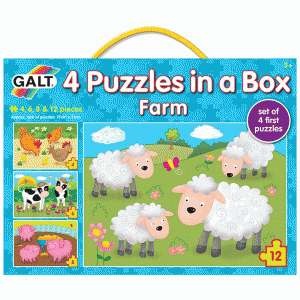 Set de 4 puzzle-uri Galt 4 Puzzles in a Box Farm