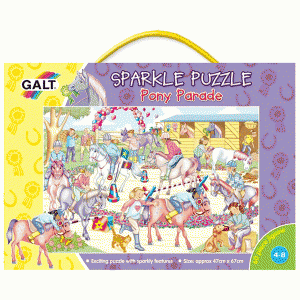 Puzzle cu zone stralucitoare Galt Sparkle Puzzles Pony Parade - Parada poneilor