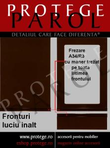 Front MDF infoliat, frezat lung pt. maner, finisaj luciu inalt, frezare tip Modern A34/ R3, pret/mp