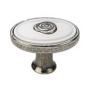 Buton oval argint antic alb cu ornament S 1897-32ZN29A4