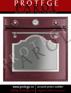 Cuptor electric multifunctional, 60 cm, "vin rosu"/ butoane "argint patinat", SMEG Italia, Linia Cortina, SC750RWX-8