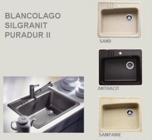 Chiuveta Blancolago Silgranit PuraDur II, culori: SAND, ANTRACIT, SAMPANIE-oferta
