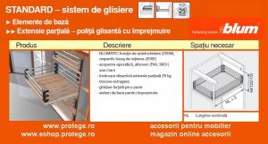 Polita glisanta, cu front, extragere partiala, L=600, A=500 mm, program Standard Blum